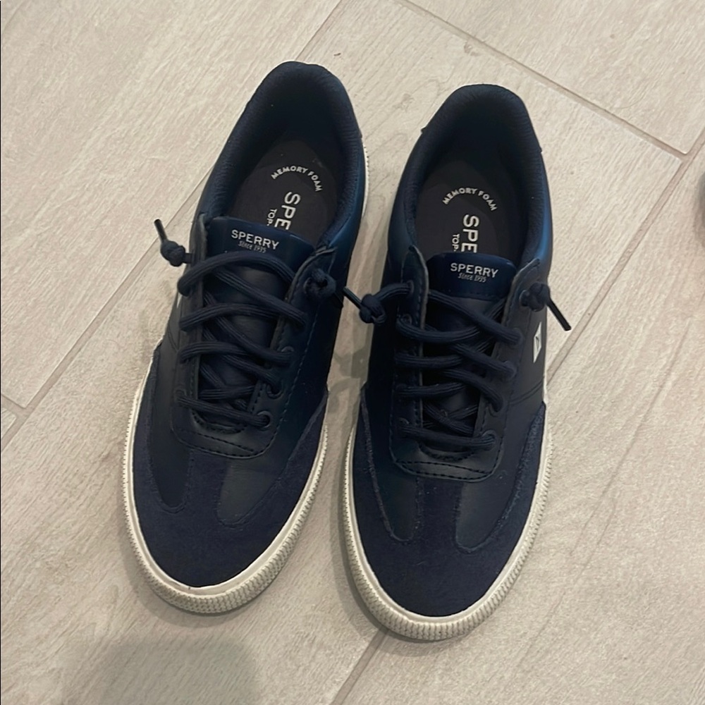 Sperry Blue Canvas Sneakers with White Sole